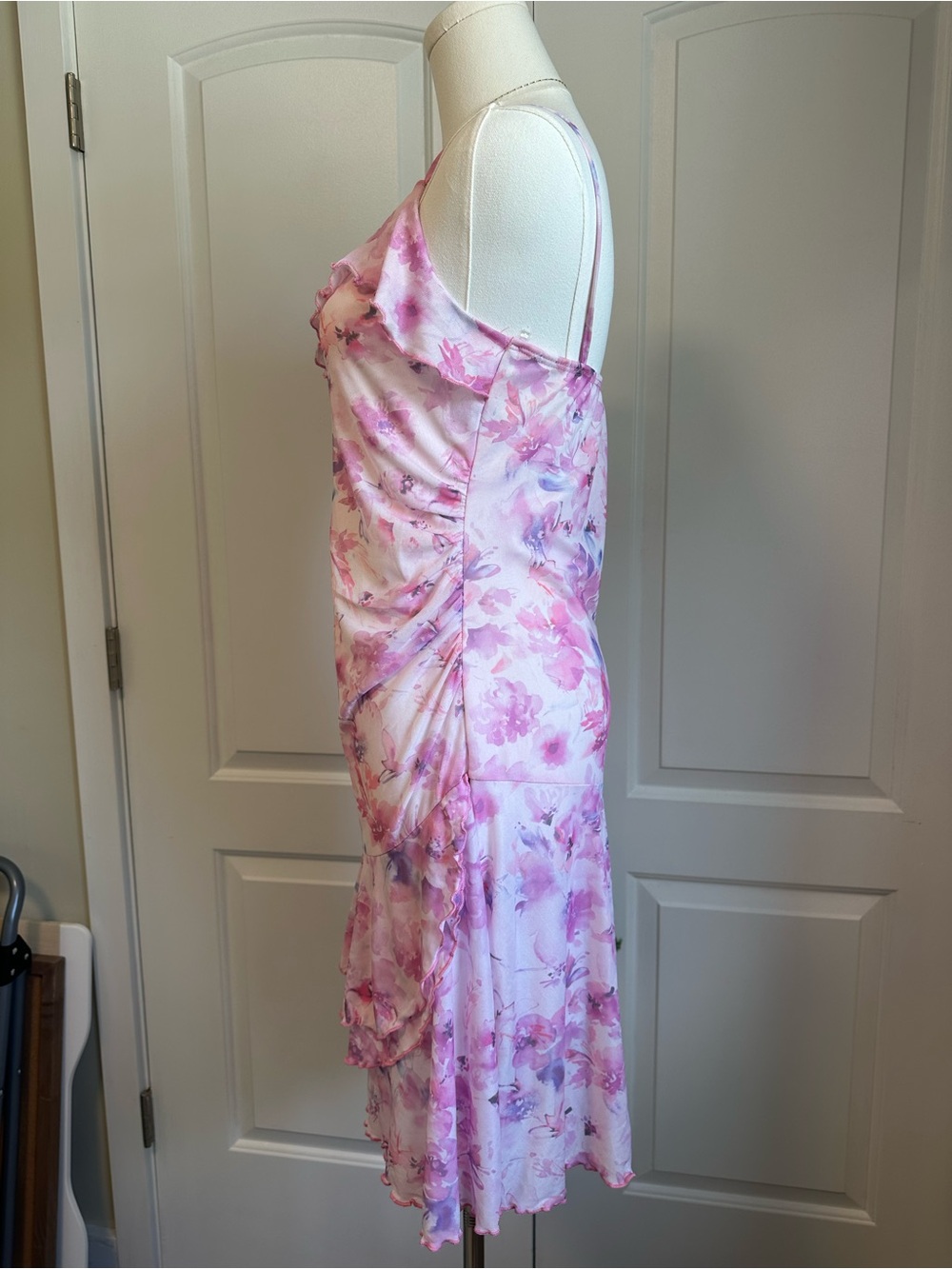 Pink & Purple Floral Ruffle Slip Dress - Picture 7 of 8